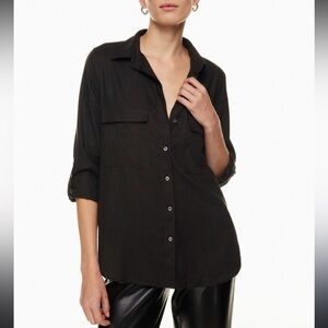 BABATON Aritzia Utility Black Button-Up Shirt Long Sleeve Size Medium D4